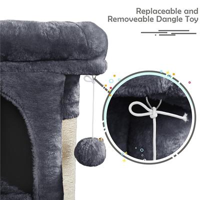 Show full view: Yaheetech 2-Level 23.5-in Plush Cat Tree & Condo, Dark Gray slide 9 of 10
