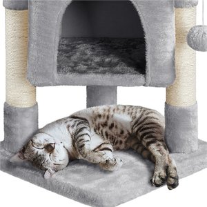 Yaheetech 2-Level 23.5-in Plush Cat Tree & Condo, Light Gray