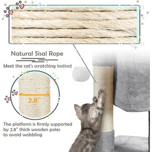 Yaheetech 2-Level 23.5-in Plush Cat Tree & Condo, Light Gray