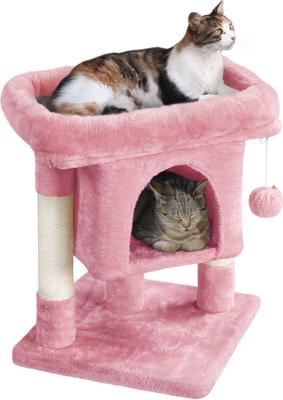 Show full view: Yaheetech 2-Level 23.5-in Plush Cat Tree & Condo, Pink slide 2 of 9