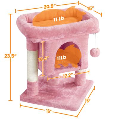 Show full view: Yaheetech 2-Level 23.5-in Plush Cat Tree & Condo, Pink slide 3 of 9