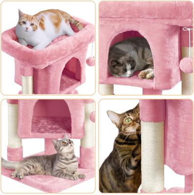 Show full view: Yaheetech 2-Level 23.5-in Plush Cat Tree & Condo, Pink slide 4 of 9