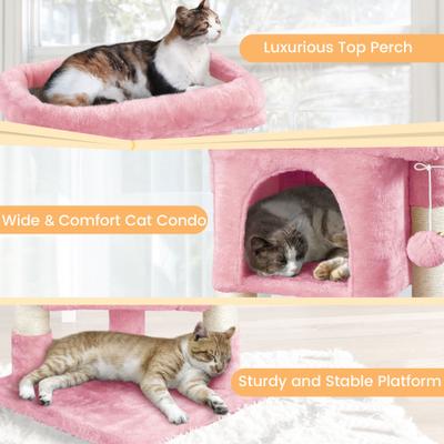 Show full view: Yaheetech 2-Level 23.5-in Plush Cat Tree & Condo, Pink slide 5 of 9