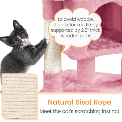 Show full view: Yaheetech 2-Level 23.5-in Plush Cat Tree & Condo, Pink slide 8 of 9