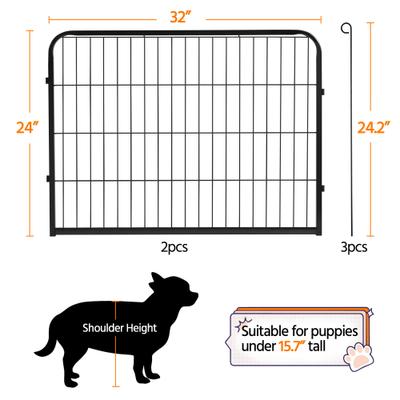 Show full view: Yaheetech Heavy Duty Metal Dog & Cat Playpen, Black, 24-in, 2-panel slide 4 of 9