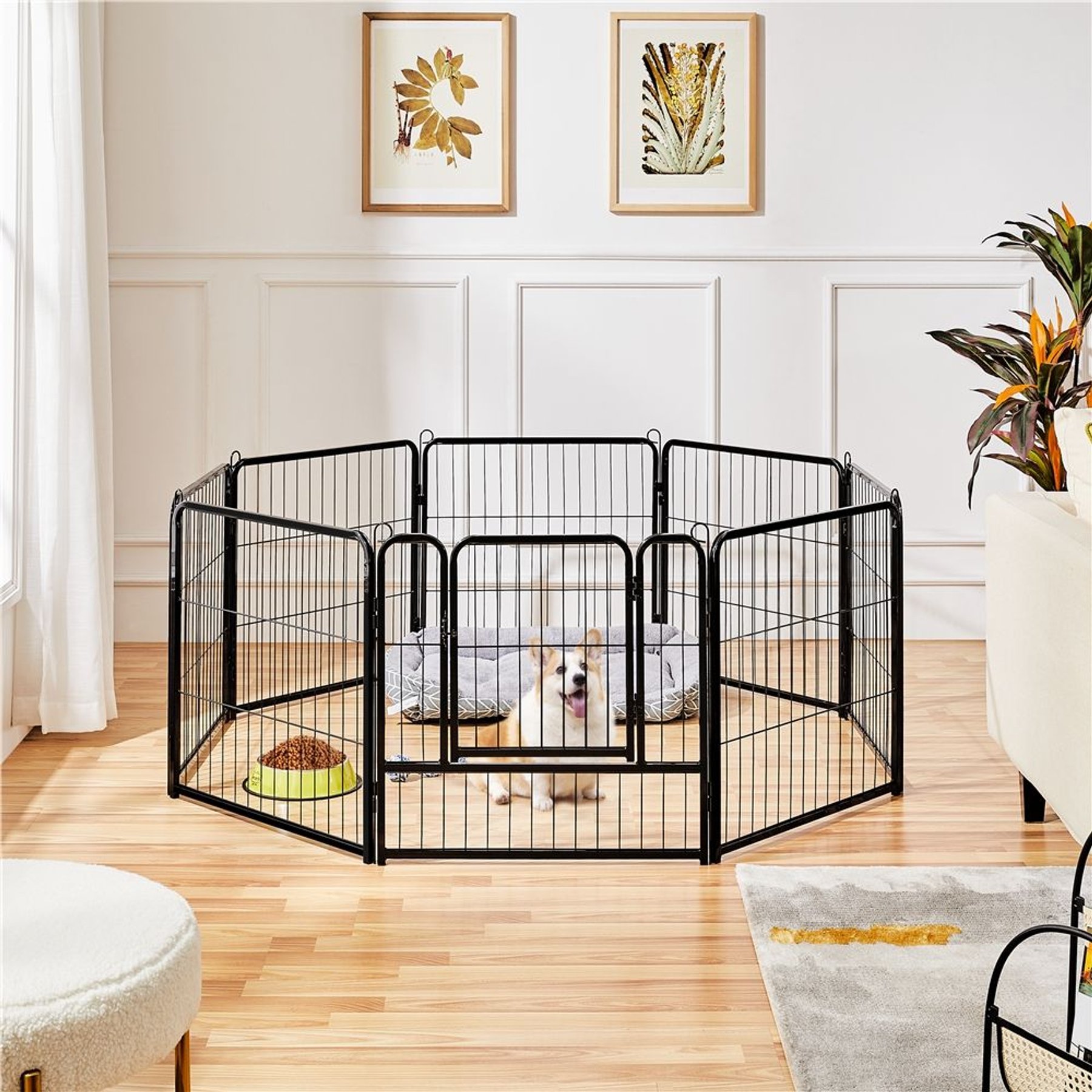 Yaheetech Adjustable Metal Dog Playpen, 8-Panel, 24-in