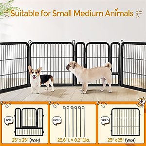 Yaheetech Metal Dog Playpen, 8-Panel, 24-in