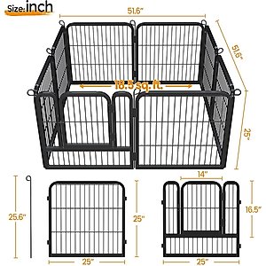 Yaheetech Metal Dog Playpen, 8-Panel, 24-in