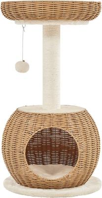 Show full view: Yaheetech 29.5-in Plush Rattan Cat Tree & Condo, Beige slide 2 of 8