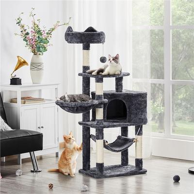 Show full view: Yaheetech 3-Level Plush Cat Tree, Dark Gray, Medium slide 2 of 8