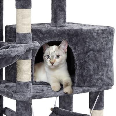 Show full view: Yaheetech 3-Level Plush Cat Tree, Dark Gray, Medium slide 5 of 8