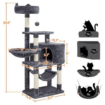 Show full view: Yaheetech 3-Level Plush Cat Tree, Dark Gray, Medium slide 7 of 8
