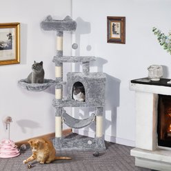 Yaheetech 3-Level Plush Cat Tree, Light Gray, Medium