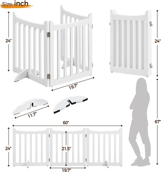 Show full view: Yaheetech Dog Playpen, White, 3-Panel, 24-in slide 3 of 8