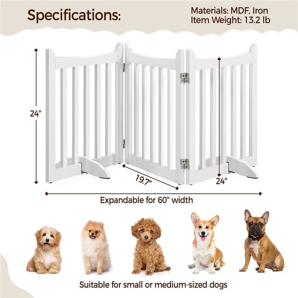 Show full view: Yaheetech Dog Playpen, White, 3-Panel, 24-in slide 4 of 8