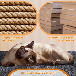 Yaheetech 3 Tiers 42-in Plush Cat Tower with Double Cat Condo, Dark Gray slide 2 of 7