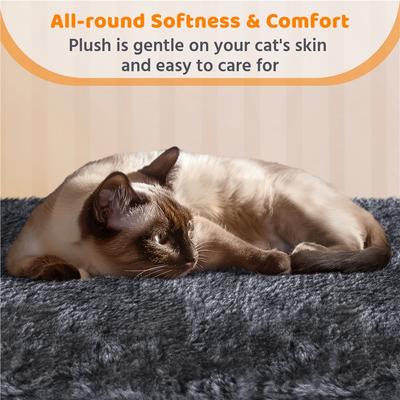 Show full view: Yaheetech 3 Tiers 42-in Plush Cat Tower with Double Cat Condo, Dark Gray slide 7 of 9