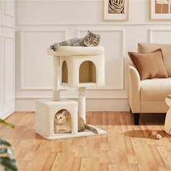 Yaheetech 33.5-in Plush Cat Tree & Condo, Beige