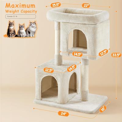 Show full view: Yaheetech 33.5-in Plush Cat Tree & Condo, Beige slide 3 of 8