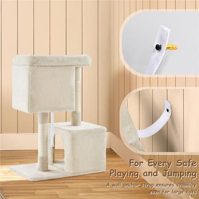 Show full view: Yaheetech 33.5-in Plush Cat Tree & Condo, Beige slide 5 of 8