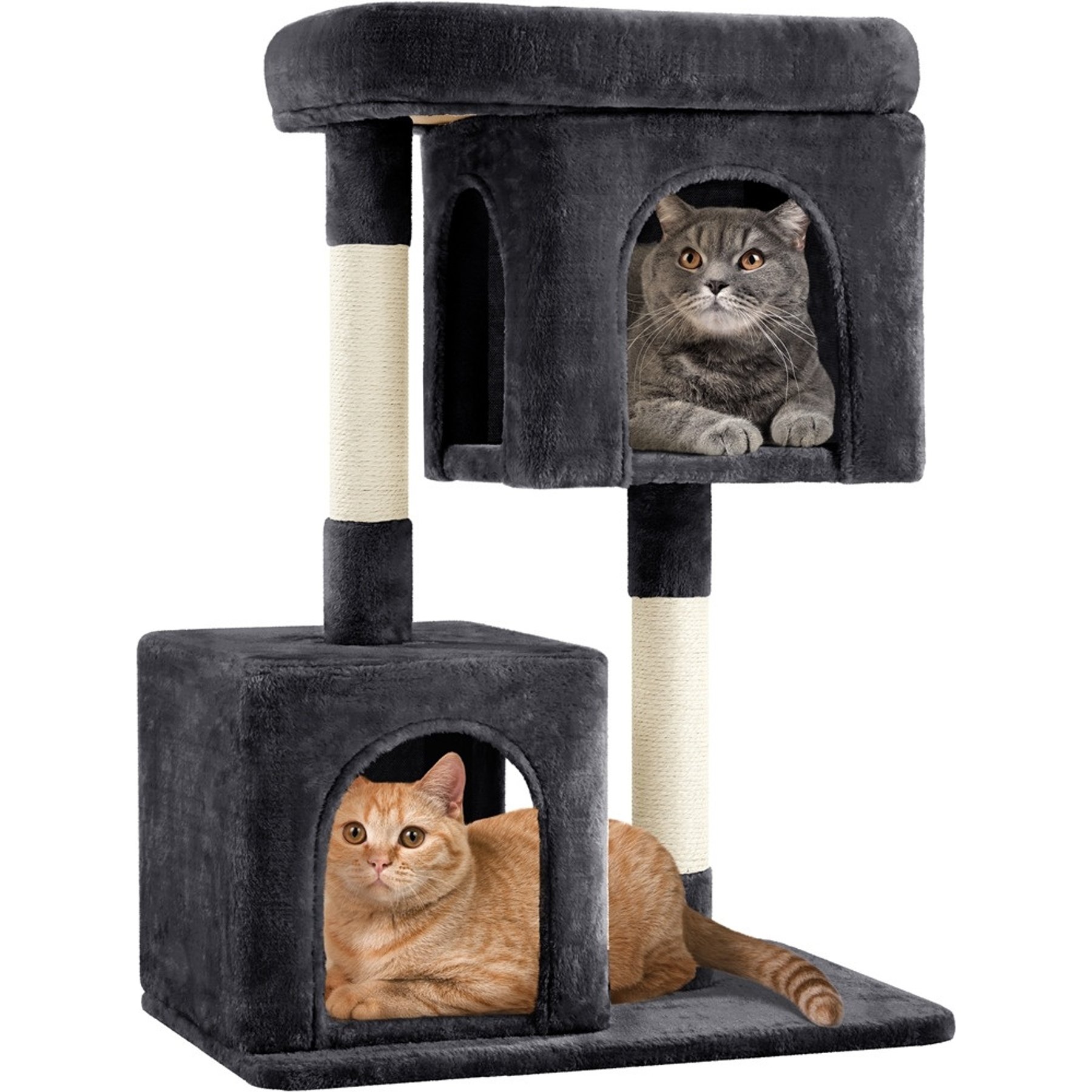 Yaheetech 33.5-in Plush Cat Tree & Condo, Black