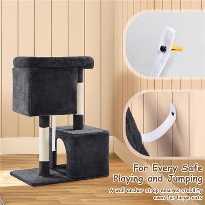 Show full view: Yaheetech 33.5-in Plush Cat Tree & Condo, Black slide 7 of 9