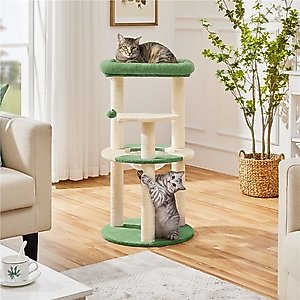 TSCOMON 55-in Plush Cat Tree with Hammock, Toy & Sisal Scratching Post