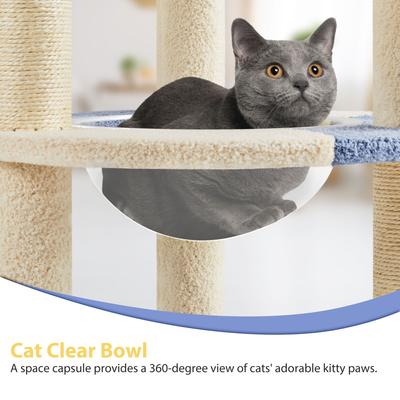 Show full view: Yaheetech 35.5-in Cat Tree with Space Capsule for Kittens, Small, Blue & Beige slide 7 of 10