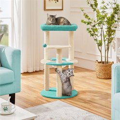 Yaheetech 35.5-in Cat Tree with Space Capsule & Two Scratching Post for Kittens, Indigo/Beige