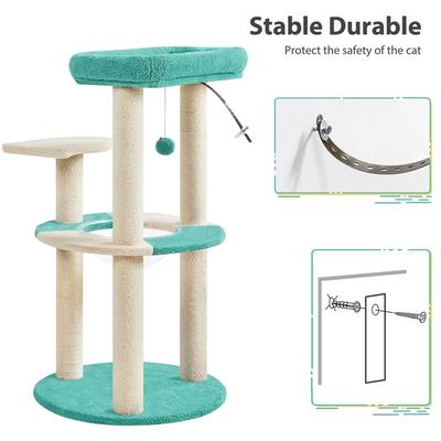 Show full view: Yaheetech 35.5-in Cat Tree with Space Capsule & Two Scratching Post for Kittens, Indigo/Beige slide 7 of 9