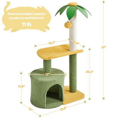 Show full view: Yaheetech 37-in Coconut Palm Cat Tree, Small, Green & Yellow slide 4 of 10