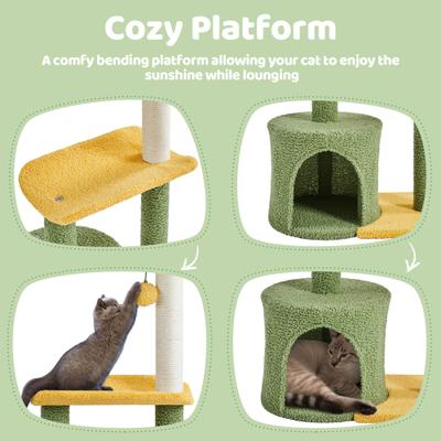 Show full view: Yaheetech 37-in Coconut Palm Cat Tree, Small, Green & Yellow slide 6 of 10