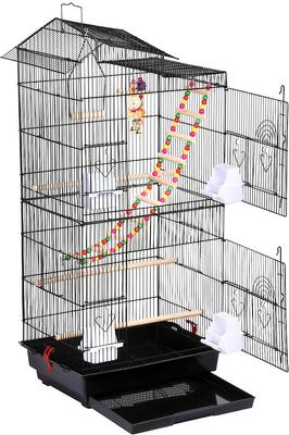 Show full view: Yaheetech 39-in Metal Parrot Cage, Black slide 2 of 11
