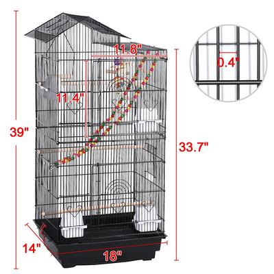 Show full view: Yaheetech 39-in Metal Parrot Cage, Black slide 3 of 11