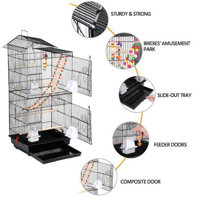 Show full view: Yaheetech 39-in Metal Parrot Cage, Black slide 6 of 11