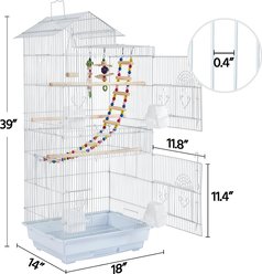 Yaheetech 39-in Metal Parrot Cage, White slide 2 of 9