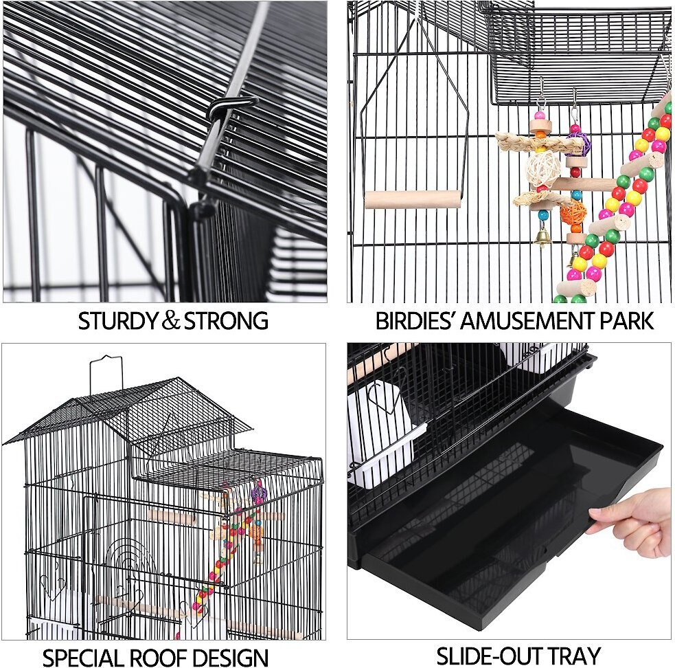 Yaheetech 39-in Parrot Bird Cage, Black, Large