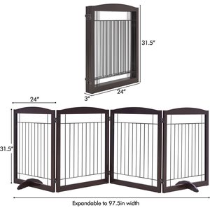 Yaheetech 4-Panel Metal Dog Gate Dog Exercise Playpen, 32-in H, Espresso