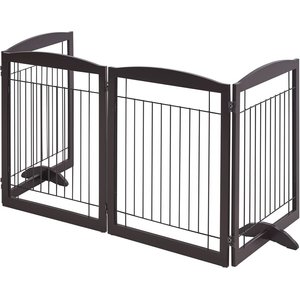 Yaheetech 4-Panel Metal Dog Gate Dog Exercise Playpen, 32-in H, Espresso