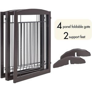 Yaheetech 4-Panel Metal Dog Gate Dog Exercise Playpen, 32-in H, Espresso