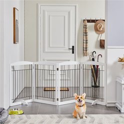 Yaheetech 4-Panel Metal Dog Gate Dog Exercise Playpen, 32-in H, White