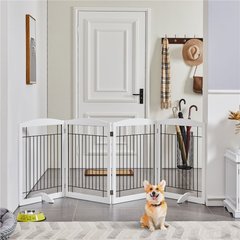 Yaheetech 4-Panel Metal Dog Gate Dog Exercise Playpen, 32-in H, White