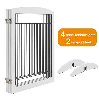 Show full view: Yaheetech 4-Panel Metal Dog Gate Dog Exercise Playpen, 32-in H, White slide 4 of 7