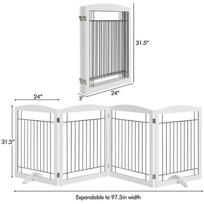 Show full view: Yaheetech 4-Panel Metal Dog Gate Dog Exercise Playpen, 32-in H, White slide 3 of 7