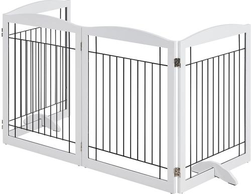 Show full view: Yaheetech 4-Panel Metal Dog Gate Dog Exercise Playpen, 32-in H, White slide 2 of 7
