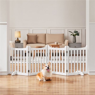 Yaheetech Yaheetech Foldable Dog Gate Playpen, White, 4-Panel, 24-in