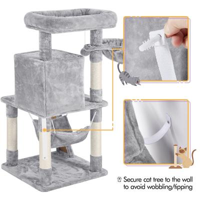Show full view: Yaheetech 40-in Cat Tower with Condo, Light Gray slide 9 of 10