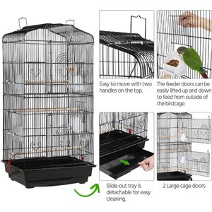 Yaheetech 41-in Open Top Metal Birdcage Parrot Cage, Black