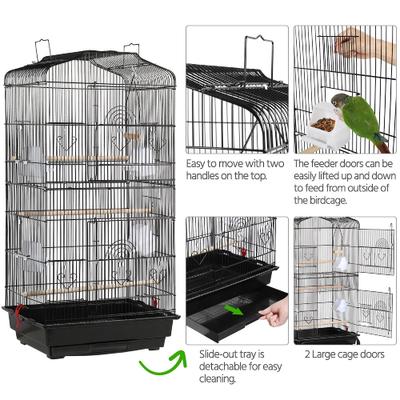 Show full view: Yaheetech 41-in Open Top Metal Birdcage Parrot Cage, Black slide 7 of 10