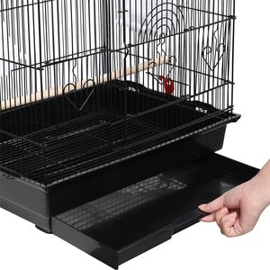 Yaheetech 41-in Open Top Metal Birdcage Parrot Cage, Black